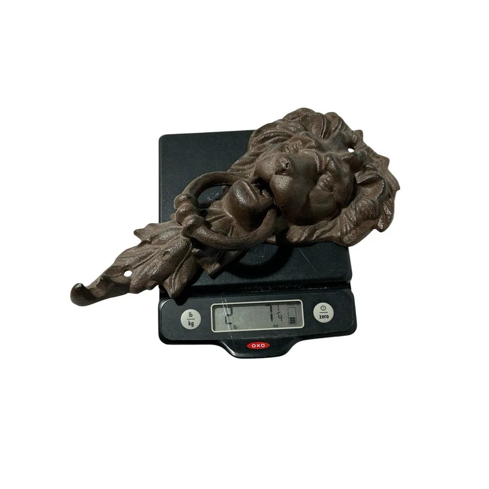 Vtg Lion Cast Iron Door Knocker Heavy 2.7 Pounds Strong Brown